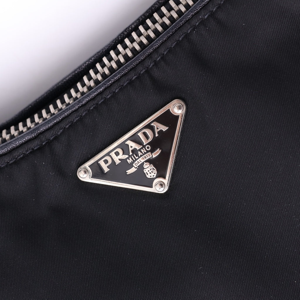 PRADA(プラダ) トライアングルロゴ ナイロン レザー ワンショルダーバッグ トートバッグ BR2716 ブラック レディース