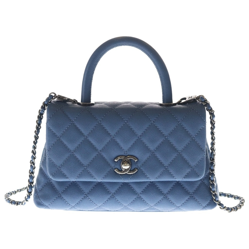 CHANEL(シャネル) ココハンドル24 XS キャビアスキン シルバー金具 2WAY ハンドバッグ ショルダーバッグ A92990 ブルー系 レディース