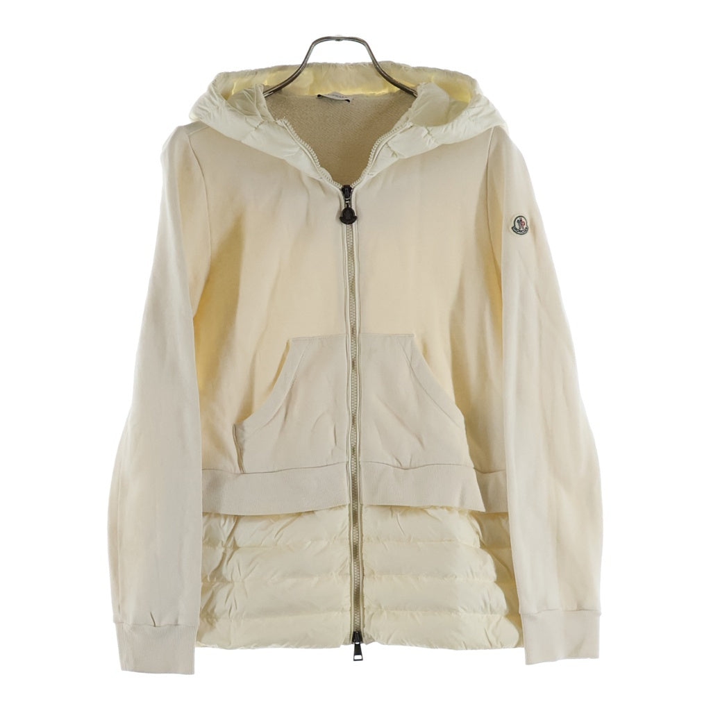 MONCLER(モンクレール) 15AW ダウン切り替え ジップアップ スウェット パーカー フーディー アイボリー A20938486900 80261 レディース