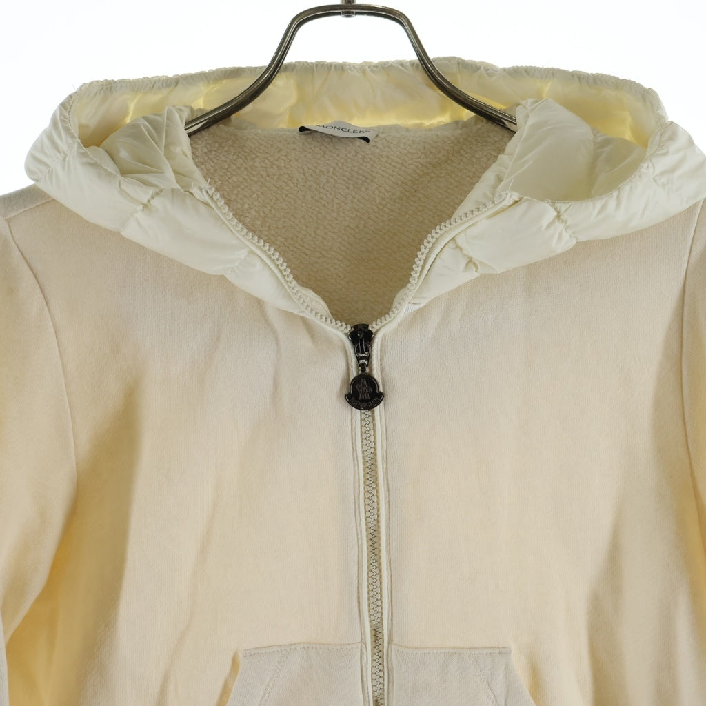 MONCLER(モンクレール) 15AW ダウン切り替え ジップアップ スウェット パーカー フーディー アイボリー A20938486900 80261 レディース