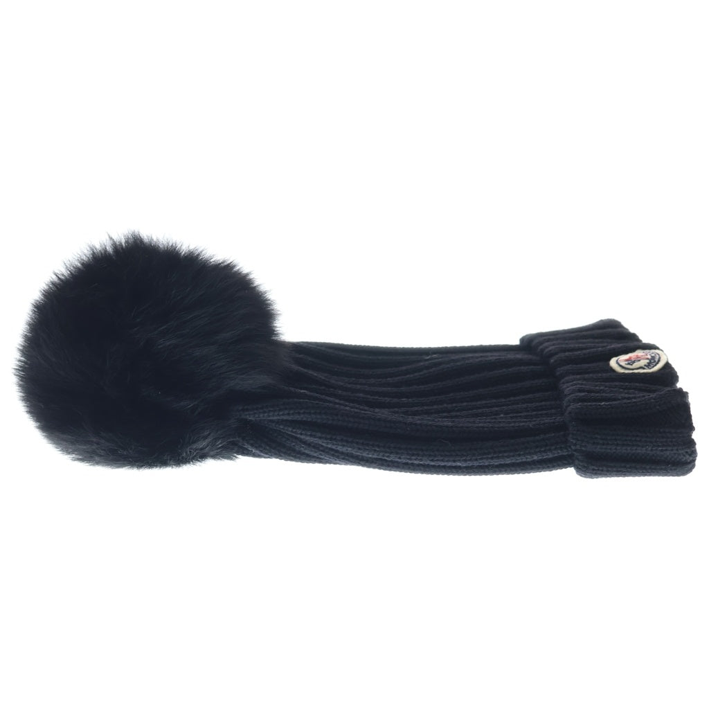 MONCLER(モンクレール) ファー付き ニットキャップ ウール ニット帽 ブラック F20933B70201
