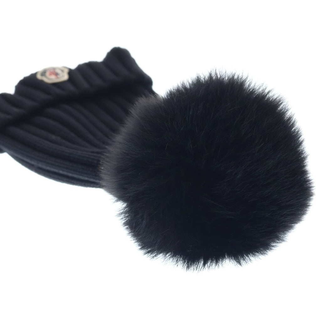 MONCLER(モンクレール) ファー付き ニットキャップ ウール ニット帽 ブラック F20933B70201