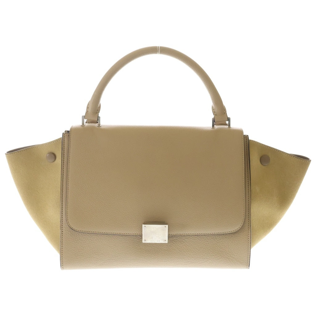 CELINE(セリーヌ) トラペーズ ミディアム 2WAYバッグ ショルダーバッグ ハンドバッグ ベージュ レザー×スエード シルバー金具 レディース
