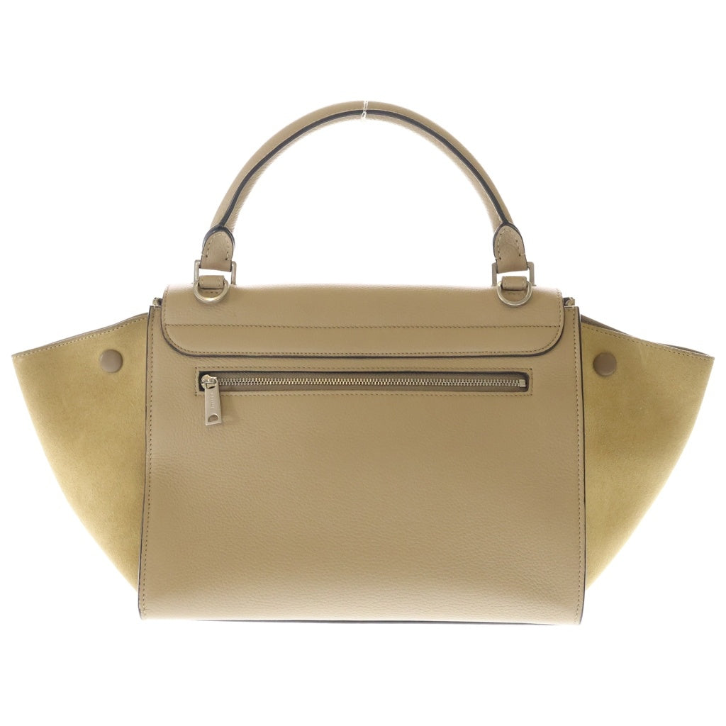 CELINE(セリーヌ) トラペーズ ミディアム 2WAYバッグ ショルダーバッグ ハンドバッグ ベージュ レザー×スエード シルバー金具 レディース