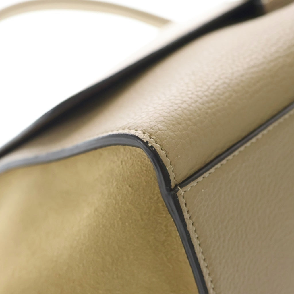 CELINE(セリーヌ) トラペーズ ミディアム 2WAYバッグ ショルダーバッグ ハンドバッグ ベージュ レザー×スエード シルバー金具 レディース