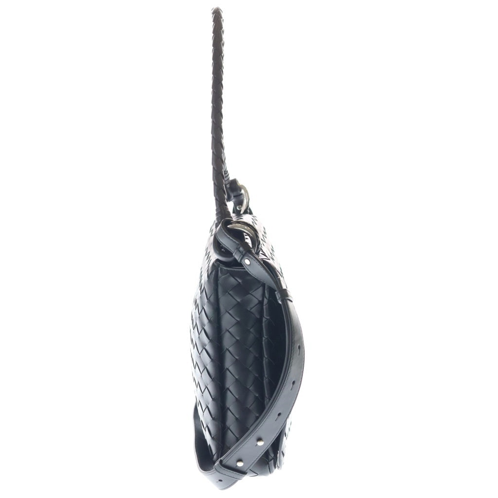 BOTTEGA VENETA(ボッテガヴェネタ) スモール スイング メッセンジャー ショルダーバッグ ブラック レザー 795074V2HL12364 シルバー金具 レディース
