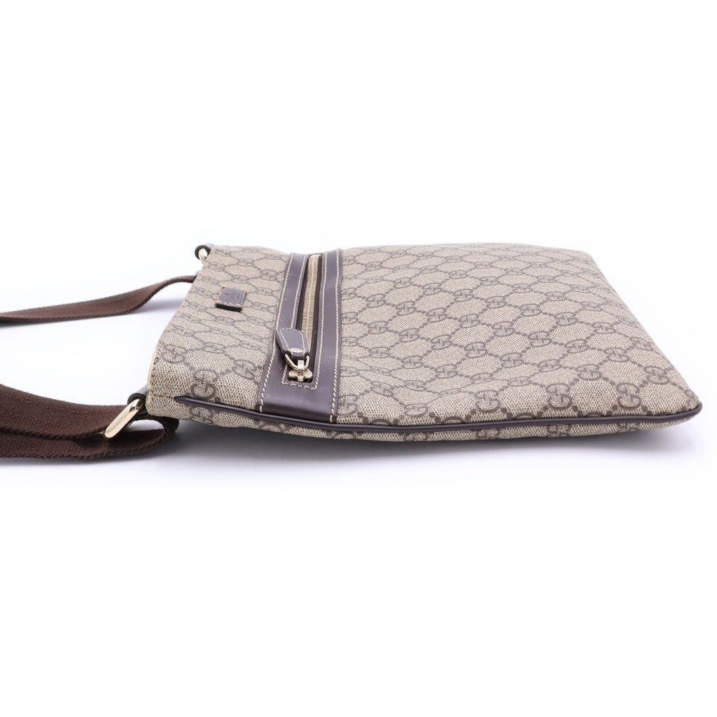 GUCCI(グッチ) GGスプリーム ショルダーバッグ ベージュ×ブラウン PVC×レザー 295257 ゴールド金具 レディース