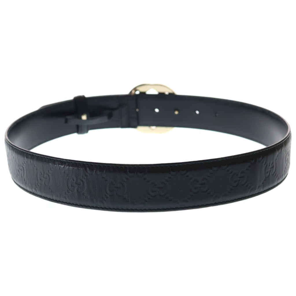 GUCCI(グッチ) インターロッキングG レザー ベルト ゴールド金具 ブラック 114876
