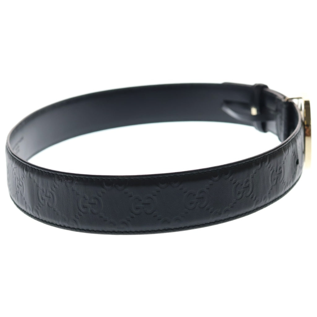 GUCCI(グッチ) インターロッキングG レザー ベルト ゴールド金具 ブラック 114876