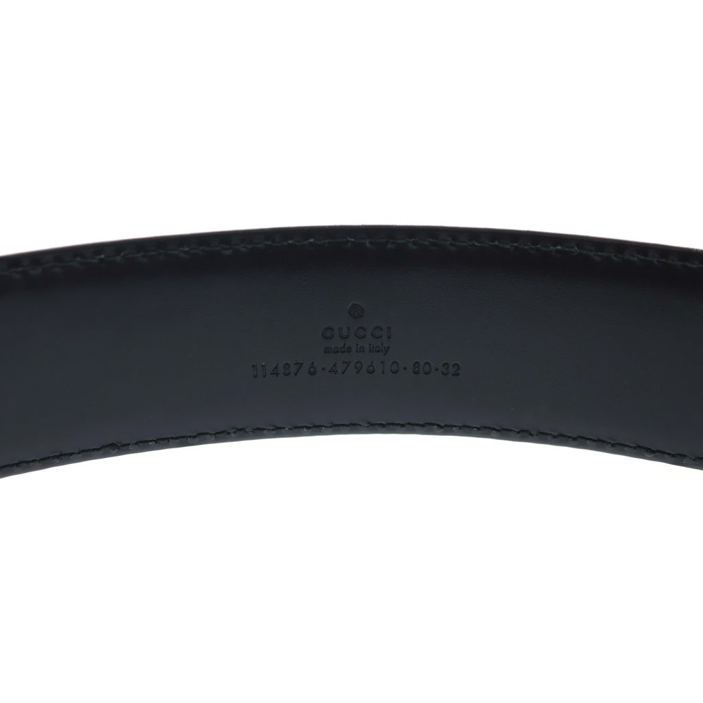 GUCCI(グッチ) インターロッキングG レザー ベルト ゴールド金具 ブラック 114876