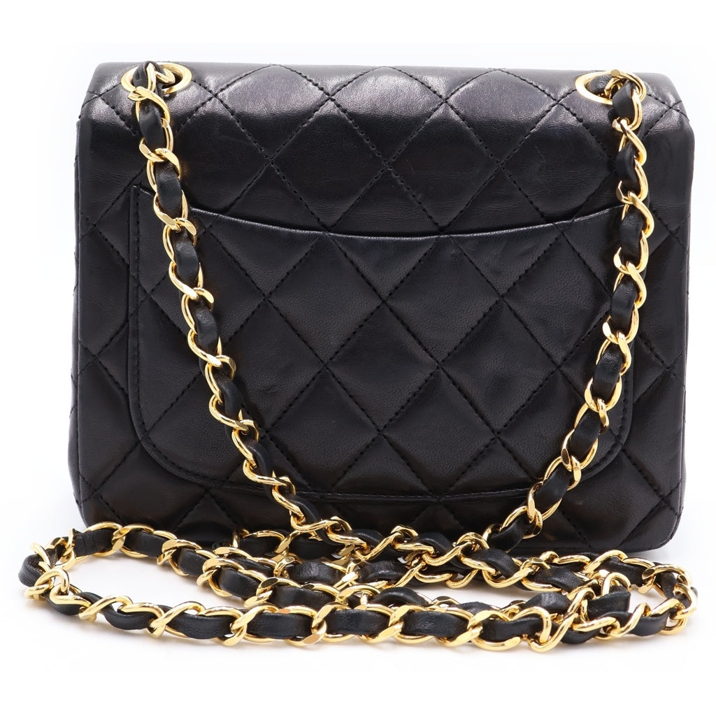 CHANEL(シャネル) ミニマトラッセ17 ココマーク チェーン ショルダーバック シングル フラップ ゴールド金具 ラムスキン レザー ブラック レディース