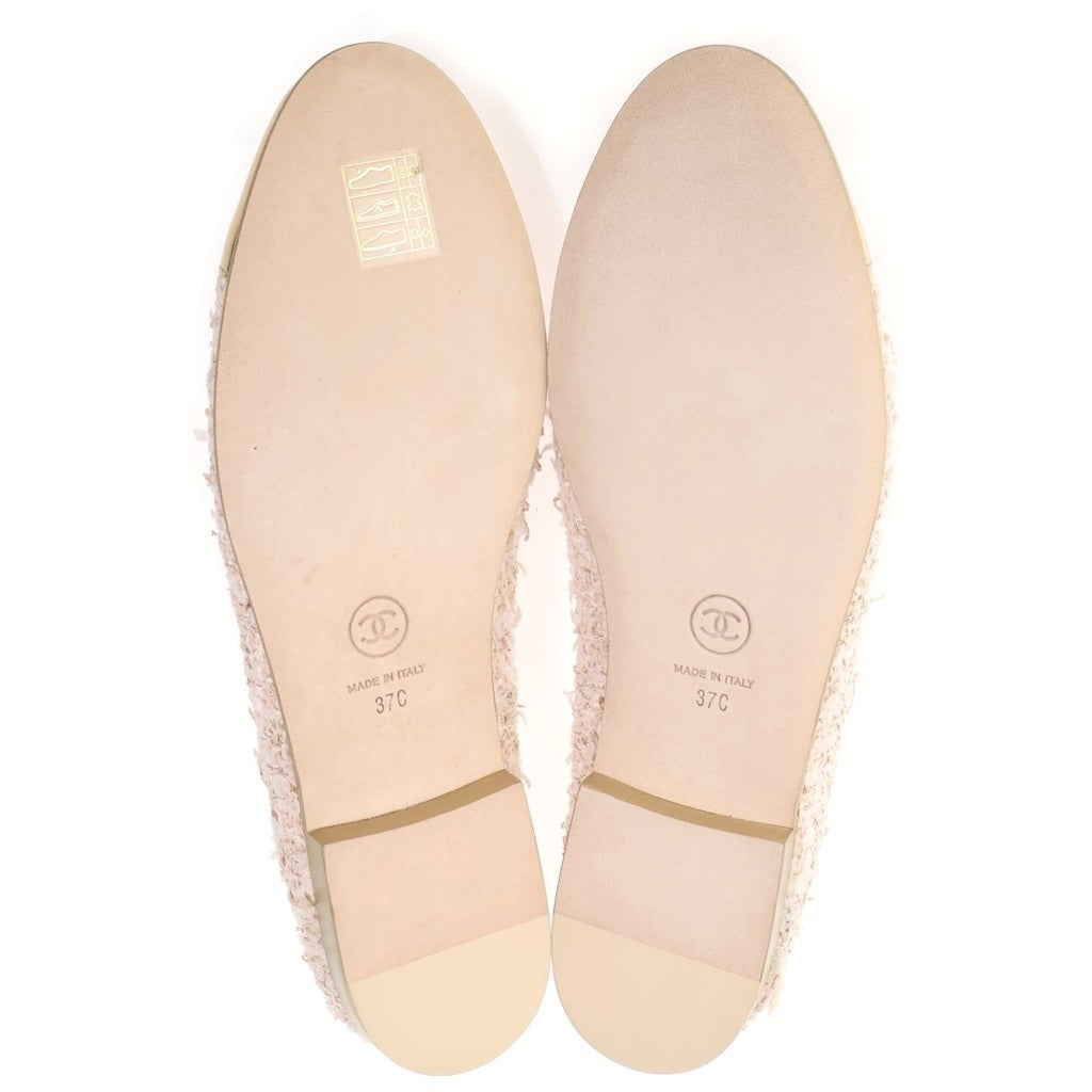 CHANEL(シャネル) ココマーク ツイード バレリーナ シューズ ピンク/ゴールド レディース G02819