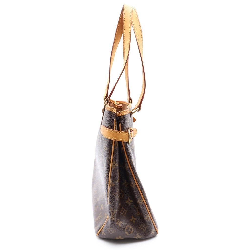 LOUIS VUITTON(ルイヴィトン) モノグラム バティニョールヴェルティカル ハンドバッグ ミニトートバッグ ブラウン レザー×PVC M51153 ゴールド金具 レディース