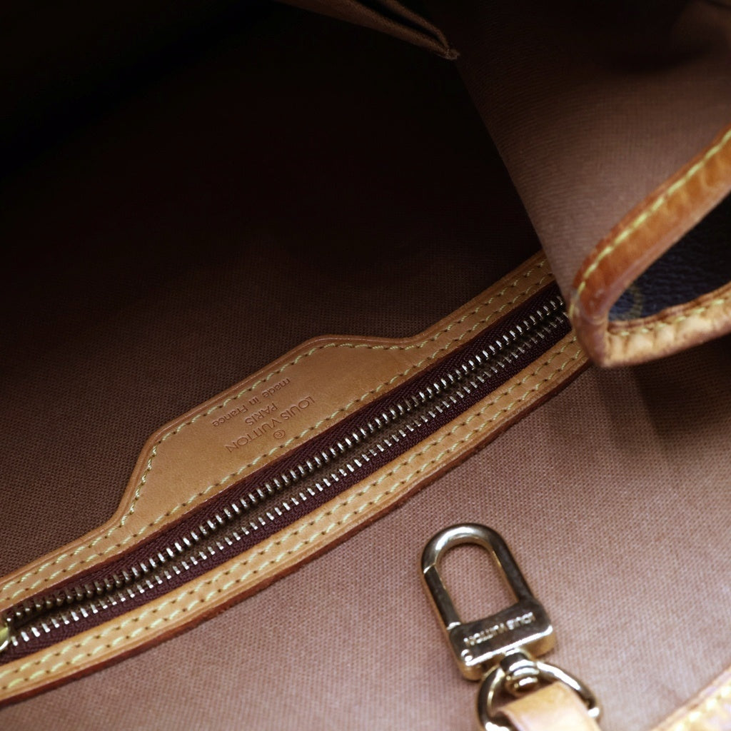 LOUIS VUITTON(ルイヴィトン) モノグラム バティニョールヴェルティカル ハンドバッグ ミニトートバッグ ブラウン レザー×PVC M51153 ゴールド金具 レディース