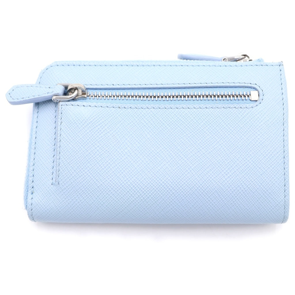 PRADA(プラダ) トライアングルロゴ コインケース ミニ財布 ライトブルー サフィーノ レザー 1PP122 シルバー金具 レディース