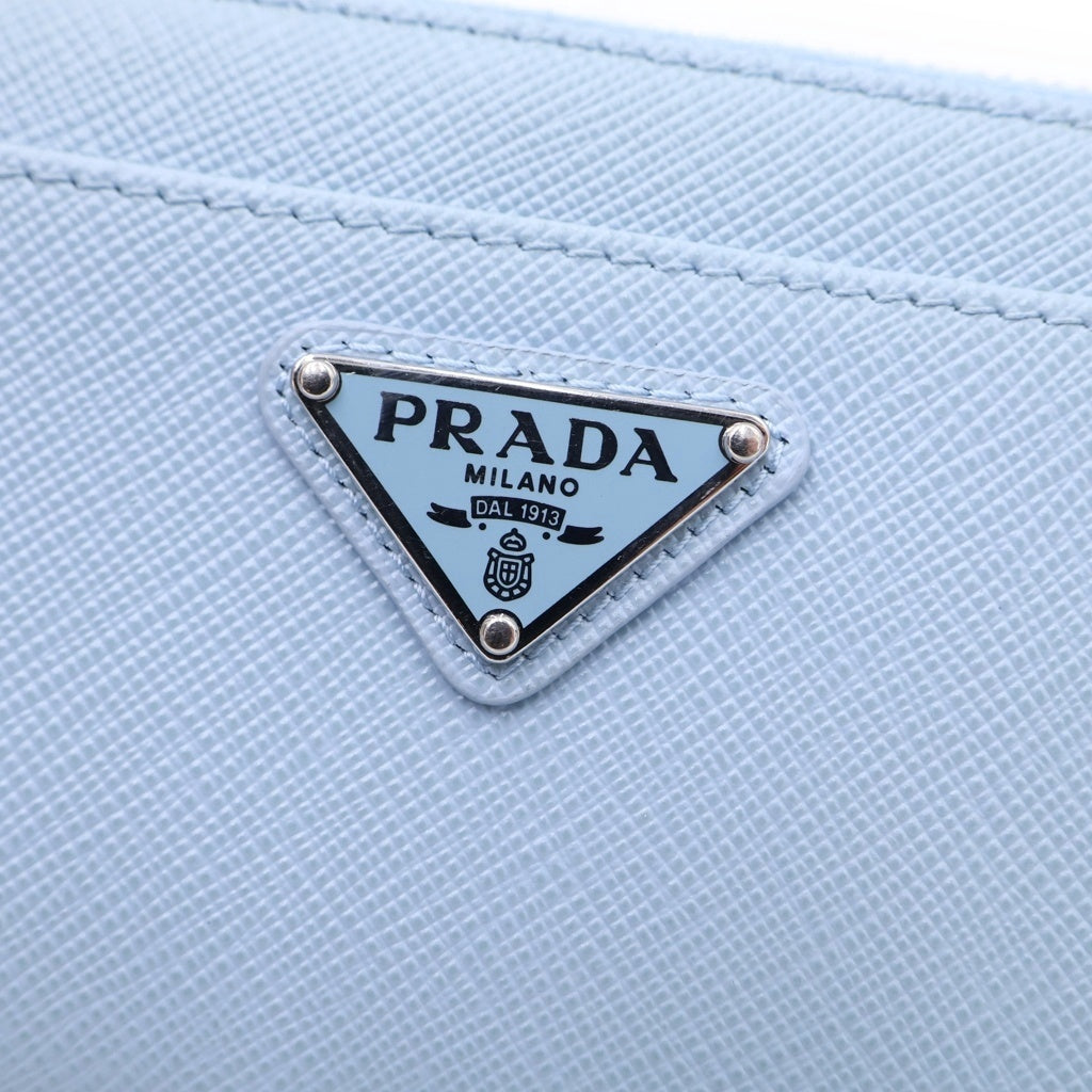 PRADA(プラダ) トライアングルロゴ コインケース ミニ財布 ライトブルー サフィーノ レザー 1PP122 シルバー金具 レディース