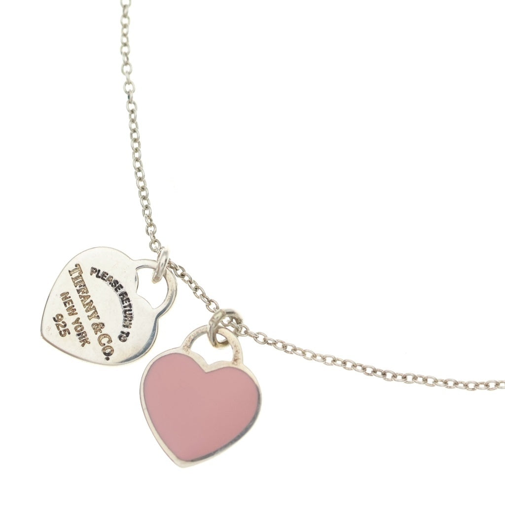 TIFFANY & Co.(ティファニー) リターントゥティファニー ダブルハートタグ ネックレス ペンダント チェーン シルバー×ピンク Ag925 レディース