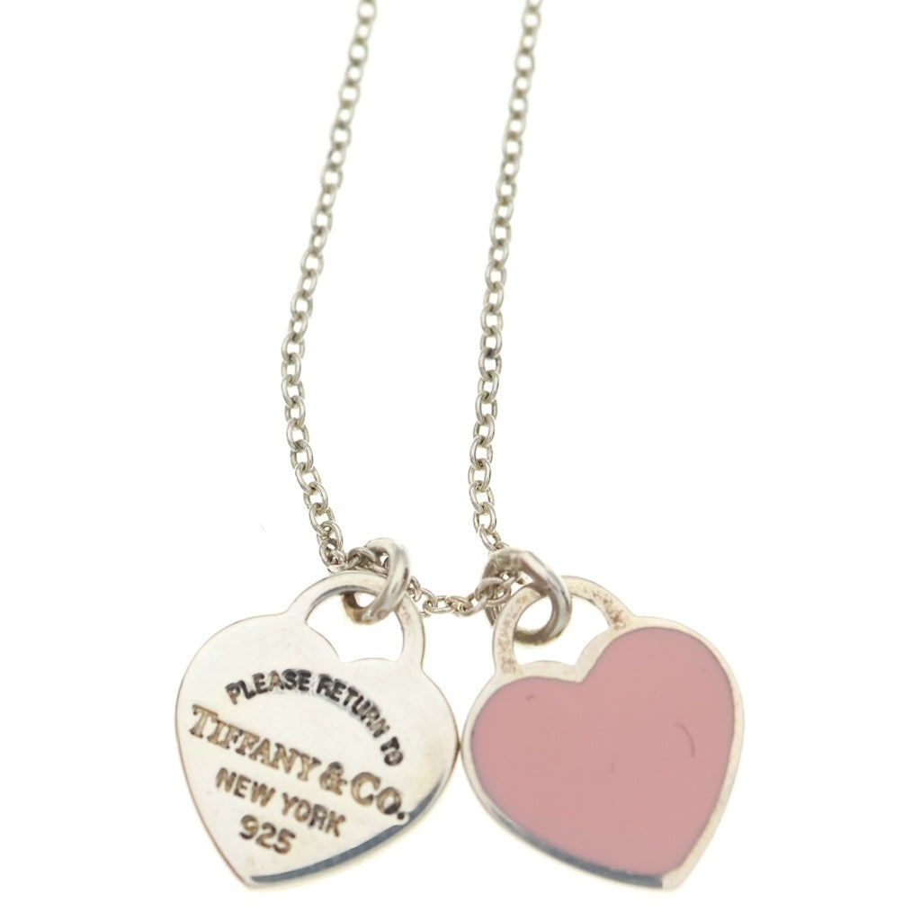TIFFANY & Co.(ティファニー) リターントゥティファニー ダブルハートタグ ネックレス ペンダント チェーン シルバー×ピンク Ag925 レディース