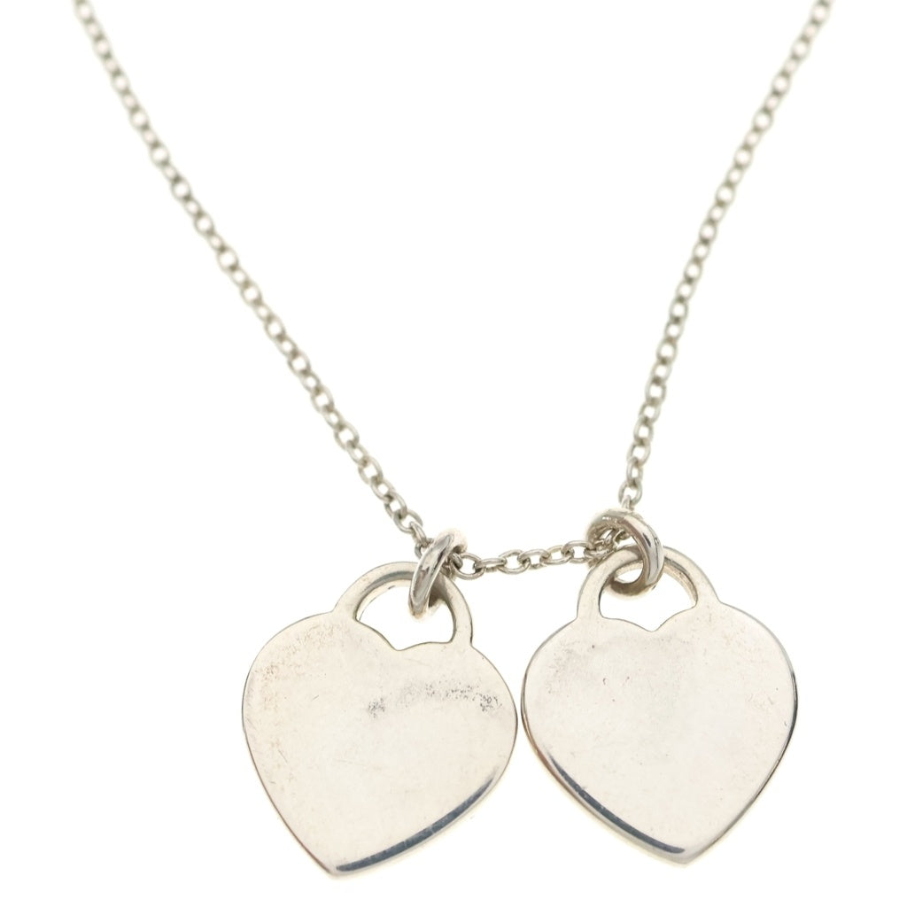 TIFFANY & Co.(ティファニー) リターントゥティファニー ダブルハートタグ ネックレス ペンダント チェーン シルバー×ピンク Ag925 レディース