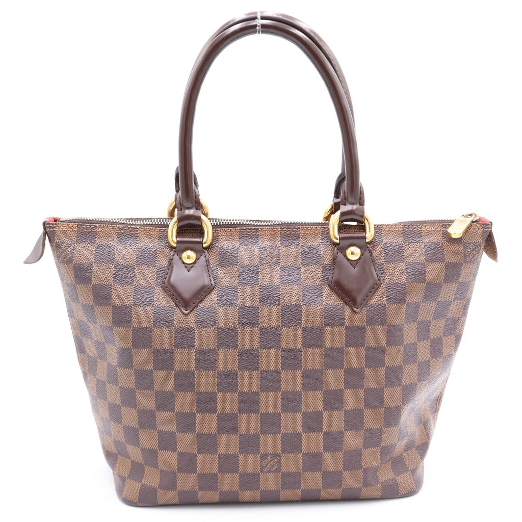 LOUIS VUITTON(ルイヴィトン) ダミエ サレヤPM ハンドバッグ ブラウン レザー×PVC N51183 ゴールド金具 レディース