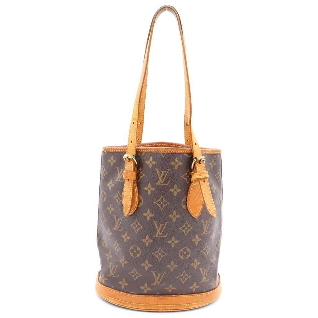 LOUIS VUITTON(ルイヴィトン) モノグラム バゲットPM ハンドバッグ ミニトートバッグ ブラウン レザー×PVC M42238 ゴールド金具 レディース