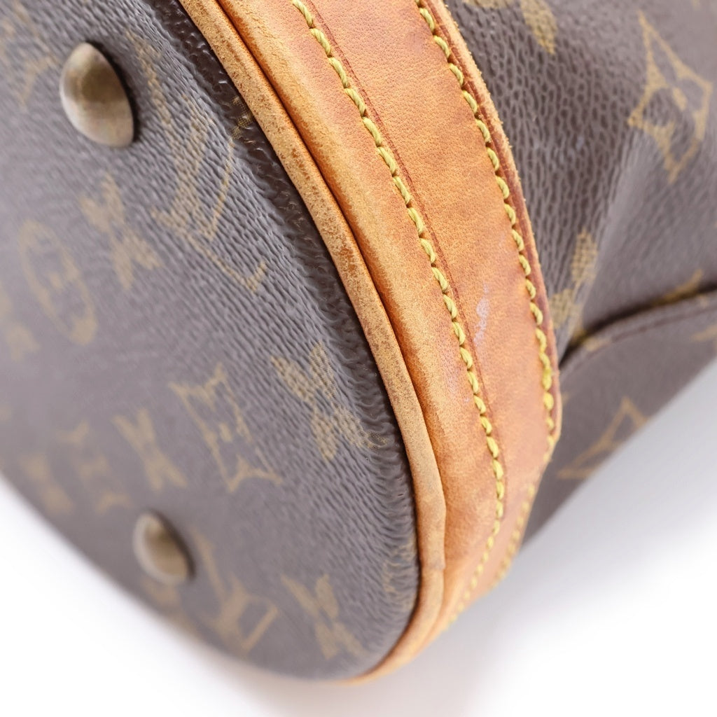 LOUIS VUITTON(ルイヴィトン) モノグラム バゲットPM ハンドバッグ ミニトートバッグ ブラウン レザー×PVC M42238 ゴールド金具 レディース