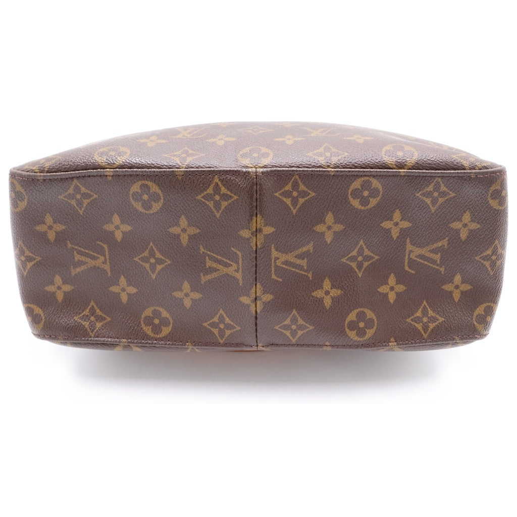 LOUIS VUITTON(ルイヴィトン) モノグラム ルーピングGM ハンドバッグ トートバッグ ブラウン レザー×PVC M51145 ゴールド金具 レディース