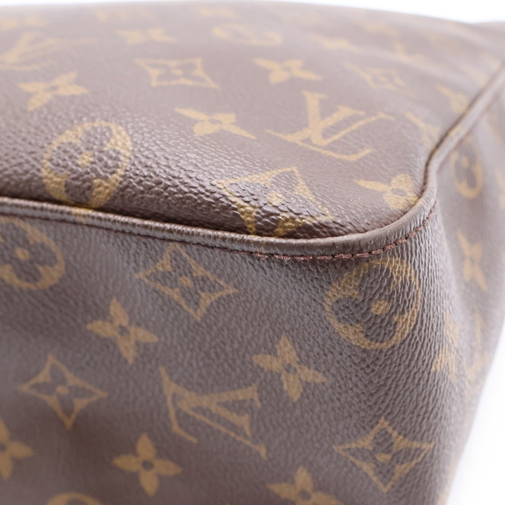 LOUIS VUITTON(ルイヴィトン) モノグラム ルーピングGM ハンドバッグ トートバッグ ブラウン レザー×PVC M51145 ゴールド金具 レディース