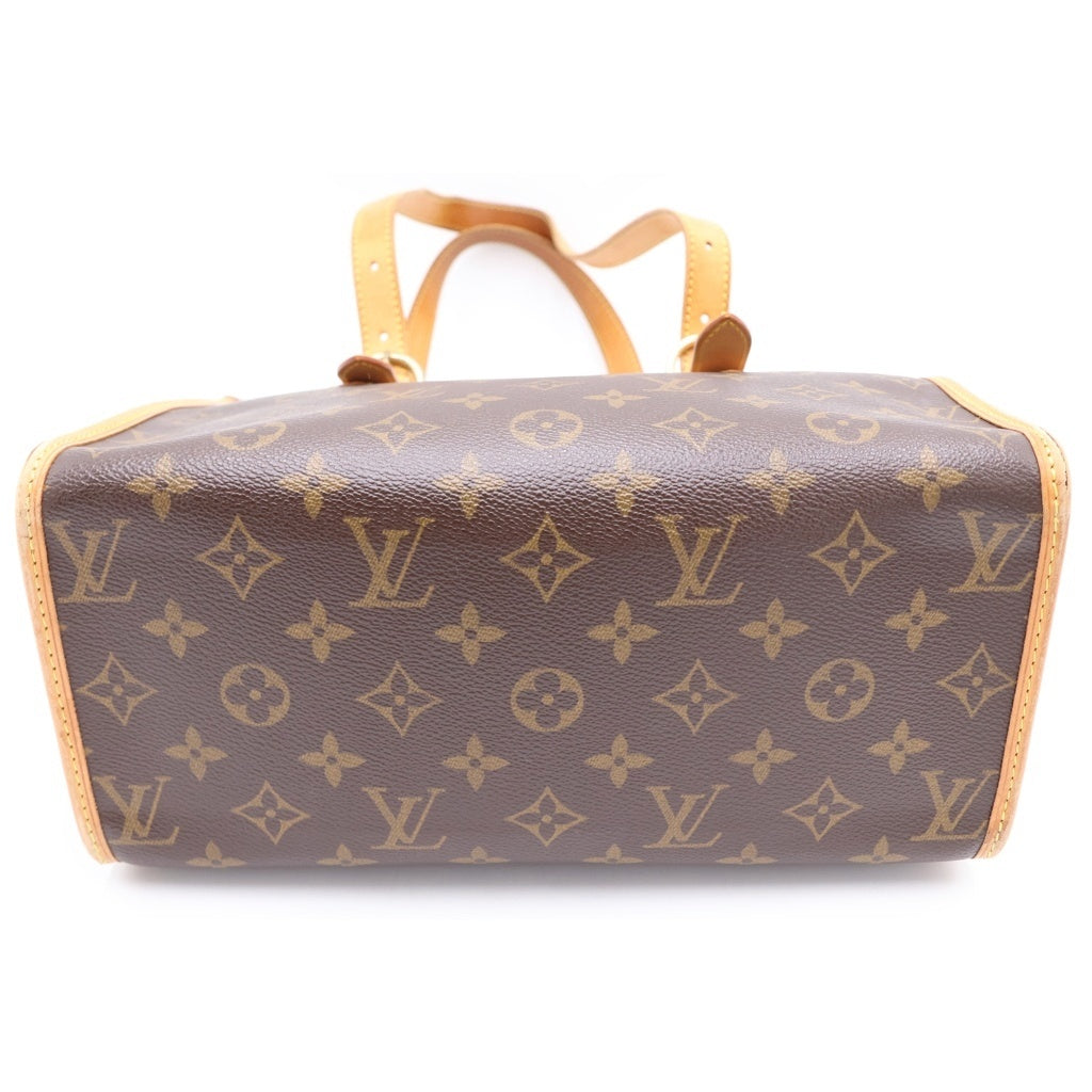 LOUIS VUITTON(ルイヴィトン) モノグラム ポパンクール・オ ハンドバッグ ミニトートバッグ ブラウン レザー×PVC M40007 ゴールド金具 レディース
