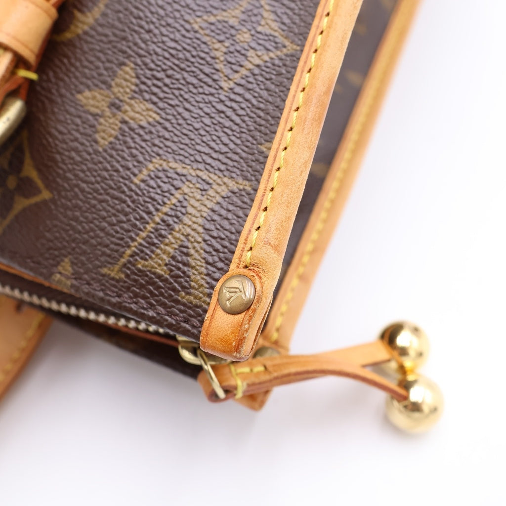 LOUIS VUITTON(ルイヴィトン) モノグラム ポパンクール・オ ハンドバッグ ミニトートバッグ ブラウン レザー×PVC M40007 ゴールド金具 レディース