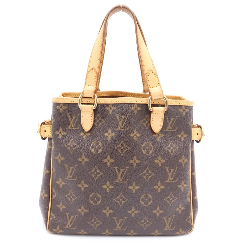 LOUIS VUITTON(ルイヴィトン) モノグラム バティニョール ハンドバッグ ミニトートバッグ ブラウン レザー×PVC M51156 ゴールド金具 レディース