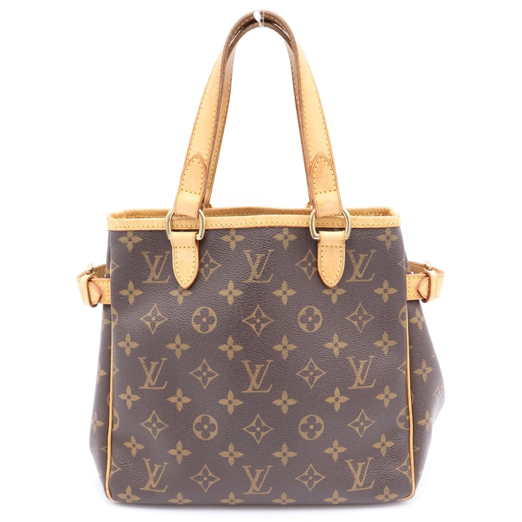 LOUIS VUITTON(ルイヴィトン) モノグラム バティニョール ハンドバッグ ミニトートバッグ ブラウン レザー×PVC M51156 ゴールド金具 レディース