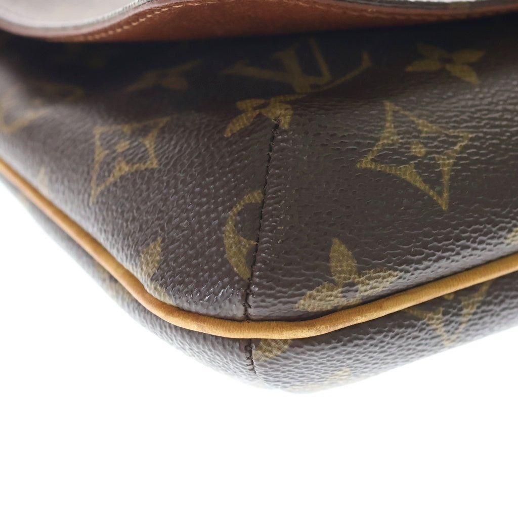 LOUIS VUITTON(ルイヴィトン) モノグラム ミュゼットタンゴ ショルダーバッグ ブラウン レザー×PVC M51257 ゴールド金具 レディース