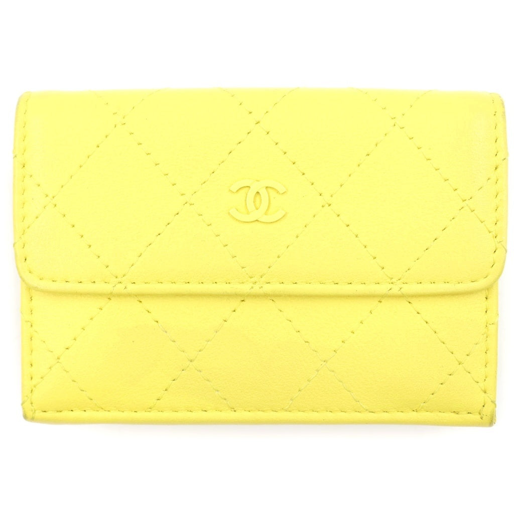 CHANEL(シャネル) ココマーク 三つ折り財布 コンパクト ウォレット イエロー ラムスキン AP3882 レディース