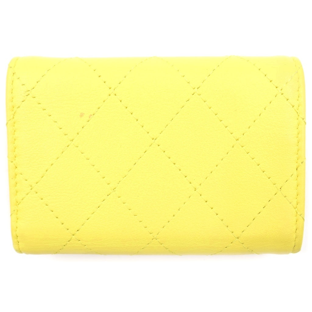 CHANEL(シャネル) ココマーク 三つ折り財布 コンパクト ウォレット イエロー ラムスキン AP3882 レディース