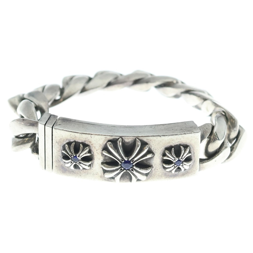 CHROME HEARTS(クロムハーツ) 3CHX プラス IDブルーサファイアシルバーチェーンブレスレット