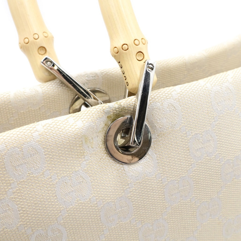 GUCCI(グッチ) バンブー GGキャンバス 2WAY ハンド ショルダーバッグ シルバー金具 ベージュ 002-1016 レディース