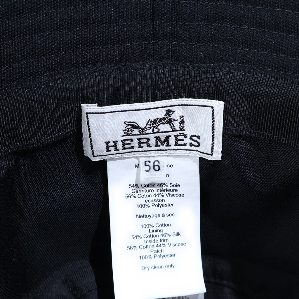 HERMES(エルメス) カルヴィ シーシェル コットンキャンバス バケットハット 帽子 ブラック レディース