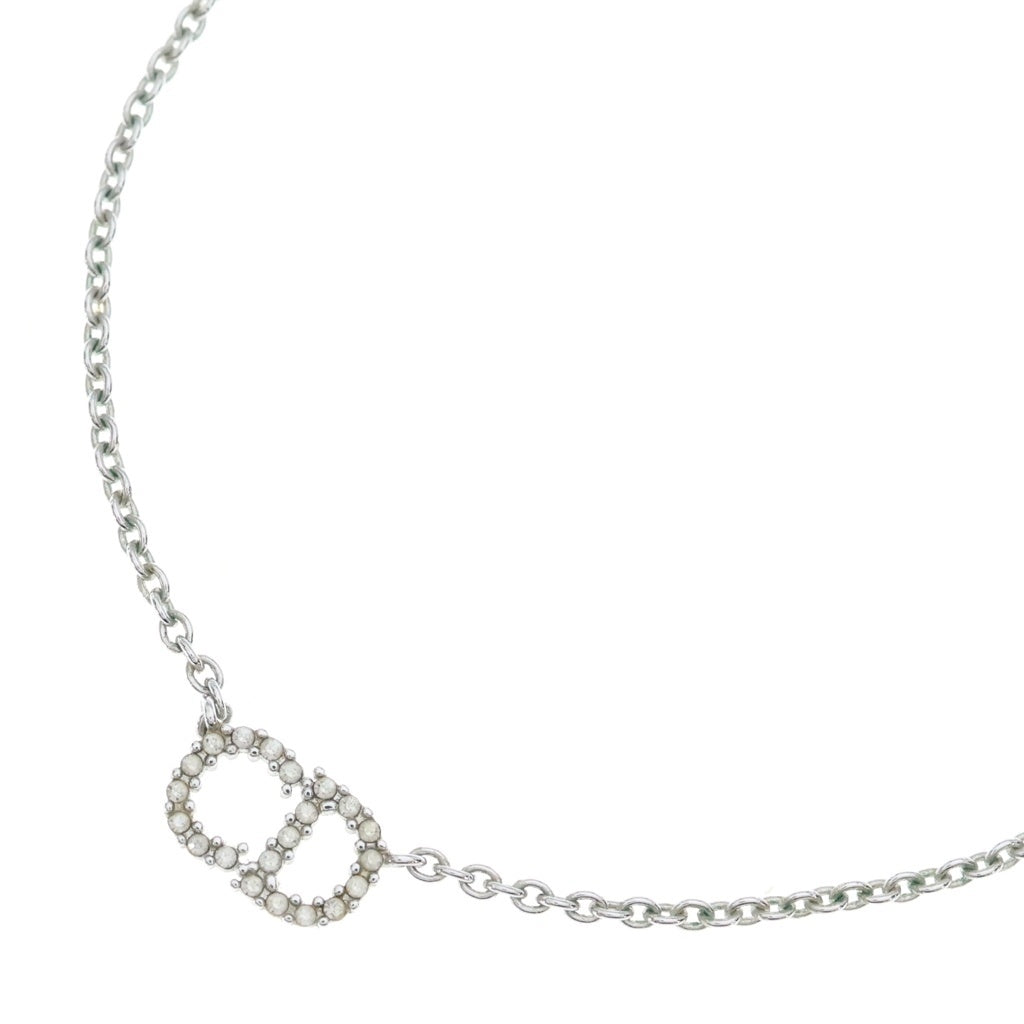 Christian Dior(クリスチャンディオール) Clair D Lune CDロゴ ラインストーン ネックレス ペンダント チェーン シルバー レディース