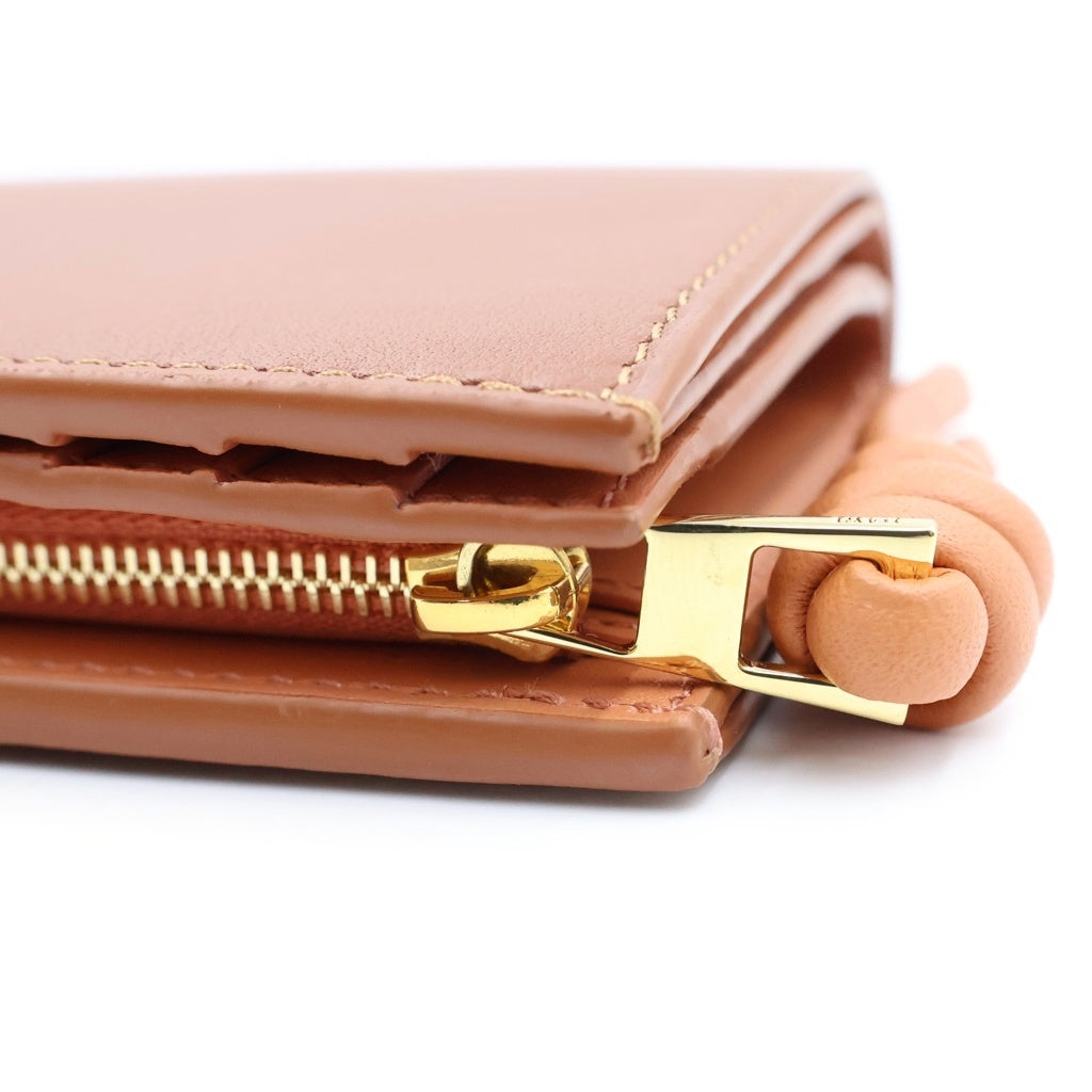 LOEWE(ロエベ) ノットコンパクト ウォレット 二つ折り財布 カーフ ブラウン CEM1NCWX01