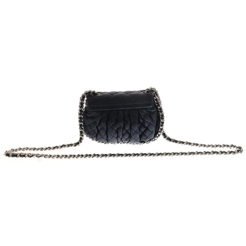 CHANEL(シャネル) マトラッセ チェーンアラウンドショルダーバッグ ブラック ラムスキン シルバー金具 チェーンショルダー ポシェット