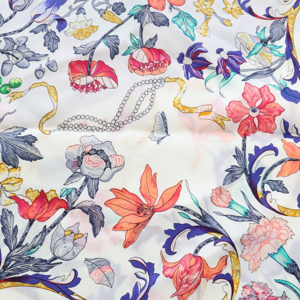 HERMES(エルメス) カレ90 PIERRESd'ORIENT etd'OGGIDENT スカーフ 花柄 シルク レッド