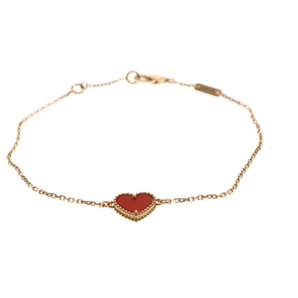 Van Cleef & Arpels(ヴァンクリーフアンドアーペル) スウィートアルハンブラ ハートモチーフ カーネリアン ブレスレット Au750PG レッド×ピンクゴールド K18PG ジュエリー
