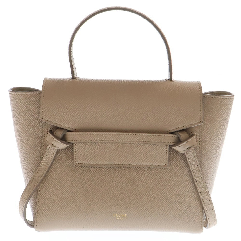 CELINE(セリーヌ) ベルトバッグ ナノ ショルダーバッグ ベージュ カーフレザー ゴールド金具 ハンドバッグ