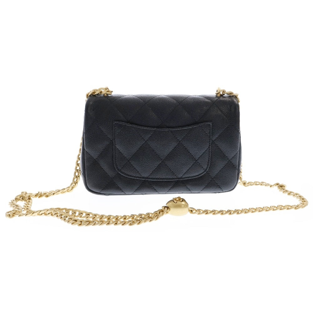 CHANEL(シャネル) ココマーク ミニマトラッセ19 キャビアスキン チェーンショルダーバッグ ブラック レディース AS3828