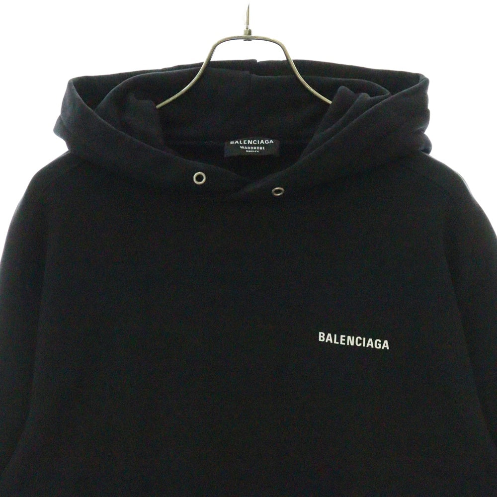BALENCIAGA(バレンシアガ) ロゴ フーディスウェット パーカー 黒 コットン 600583