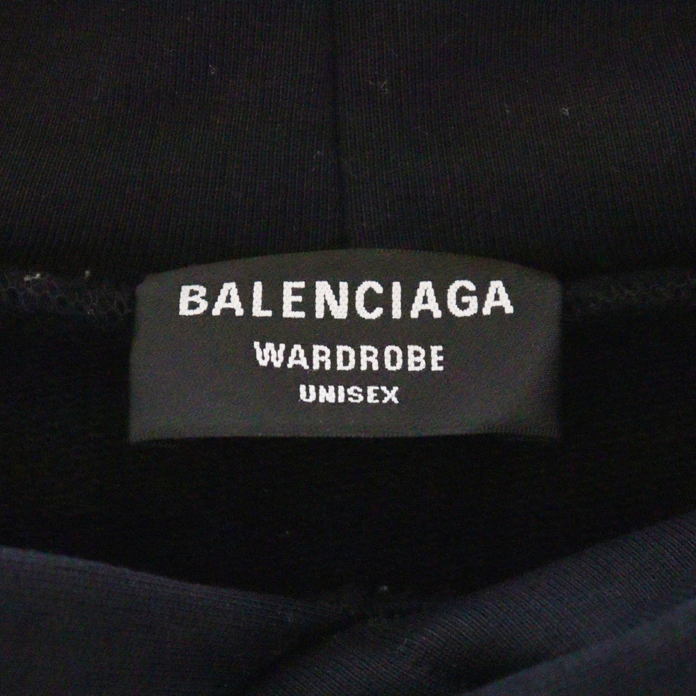 BALENCIAGA(バレンシアガ) ロゴ フーディスウェット パーカー 黒 コットン 600583
