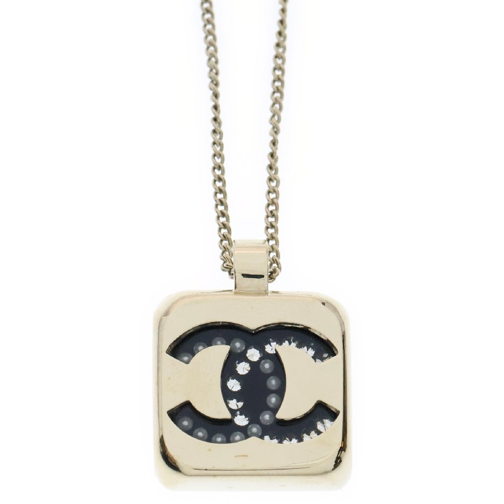 CHANEL(シャネル) ココマーク ラインストーンネックレス ゴールド×ブラック D22P GP