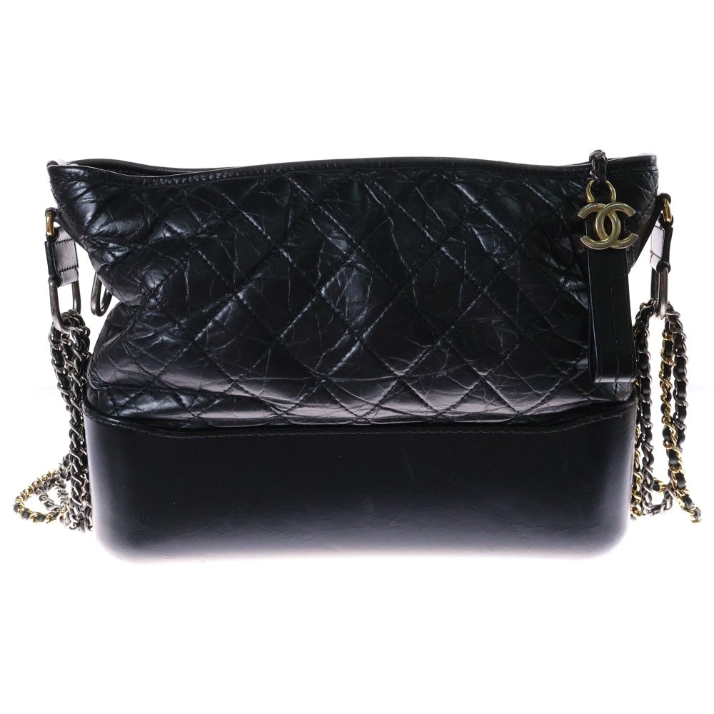 CHANEL(シャネル) ガブリエル ドゥ ホーボー ショルダーバッグ チェーンショルダー ラージ カーフスキン ブラック ゴールド×シルバー金具 A93824