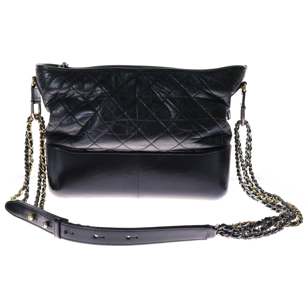 CHANEL(シャネル) ガブリエル ドゥ ホーボー ショルダーバッグ チェーンショルダー ラージ カーフスキン ブラック ゴールド×シルバー金具 A93824